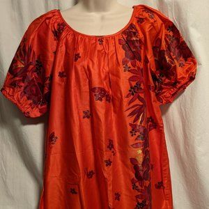 Vintage Hawaiian Shortie MuuMuu Red S 1960s Tiki